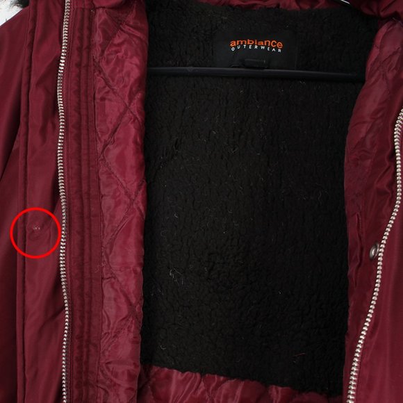 NWT with Defect Burgundy Fur lined Hood Anorak Parka Jacket - Picture 2 of 14